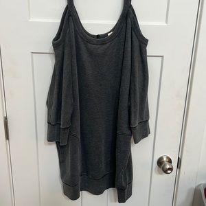 Cold shoulder long sweater
